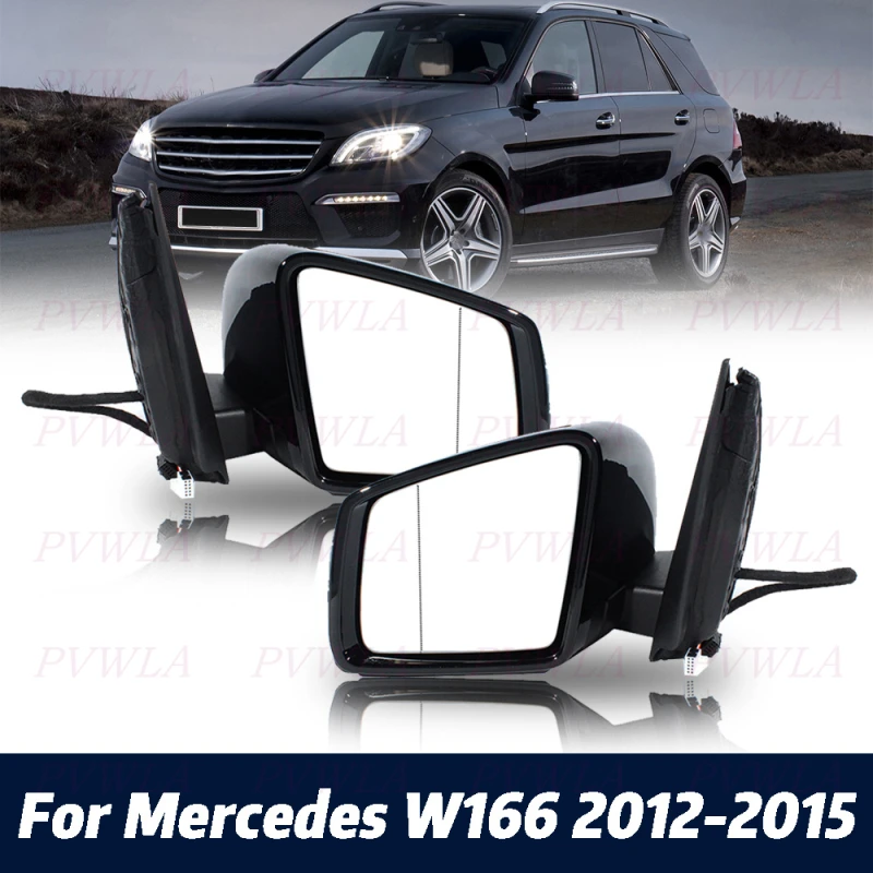 

12PIN Black Painted Heat Puddle Light Power Fold Rear Mirror Assembly For Benz W166 2012 2013 2014 2015 Car Accessories
