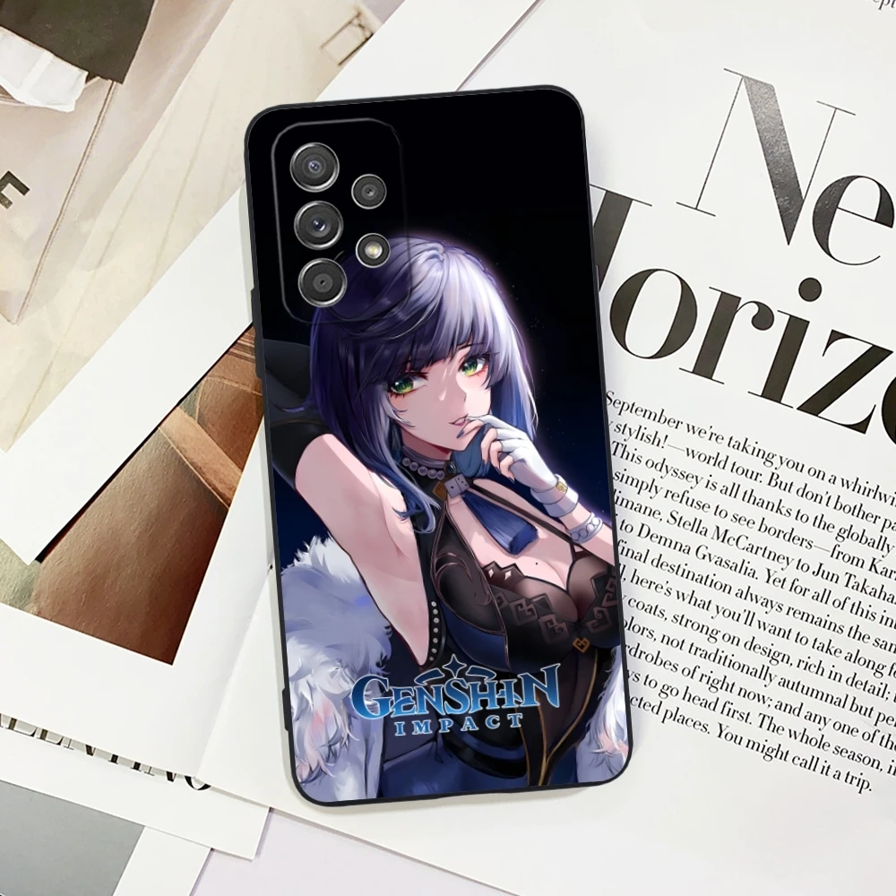 Genshin Impact Yelan Mobile Phone Case for Samsung Galaxy A91 73 71 70 54 53 52 34 24 23 21 S 5G Black Soft Phone Cover Shell