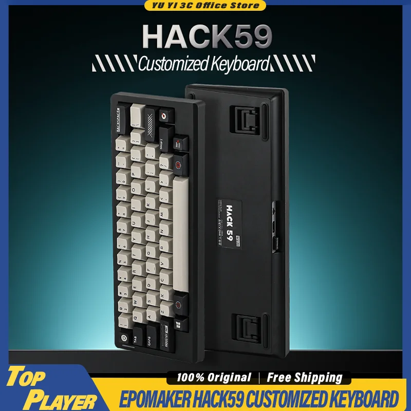 

EPOMAKER HACK59 Customized Mechanical Keyboard BT 2.4G Wireless Hot Swappable 60% HHKB Layout Support QMK VIA 3000mAh RGB