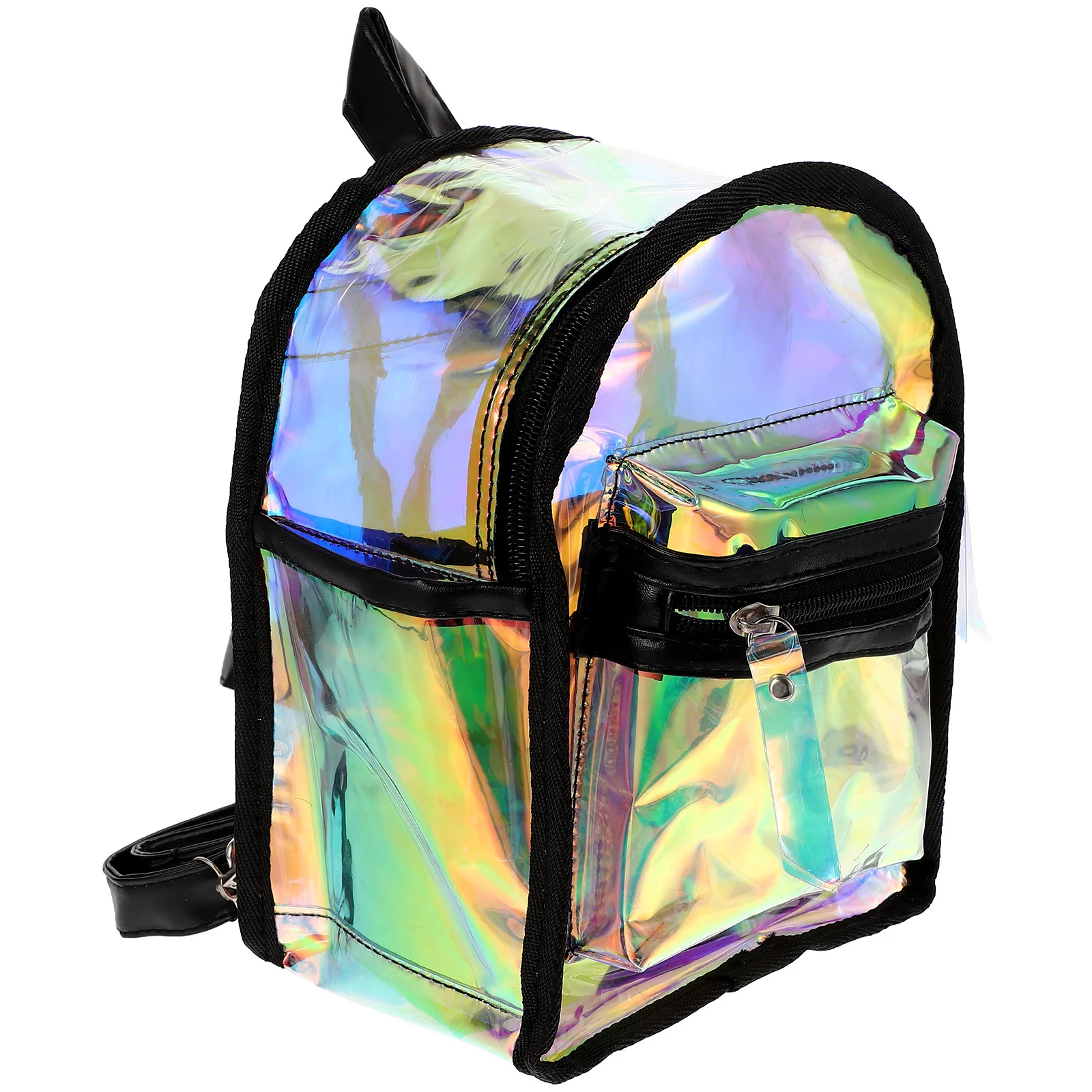 Dazzling Backpack Black Unique Design Light Weight Zipper Closure For Girls Casual Travel Camping Shopping Short Trip Bag