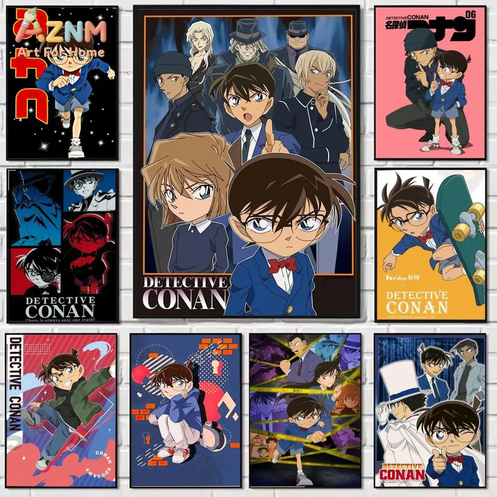 AZNM Detective Conan Anime Poster Shinichi Kudo Ai Haibara Kid the Phantom Thief Manga Style Canvas Painting Wall Art Home Decor