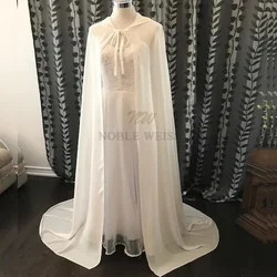Simple Chiffon Hooded Wedding Cloak Cape Long Summer Beach Wedding Jacket Bolero Bridal Shawl Bride Wrap Customized