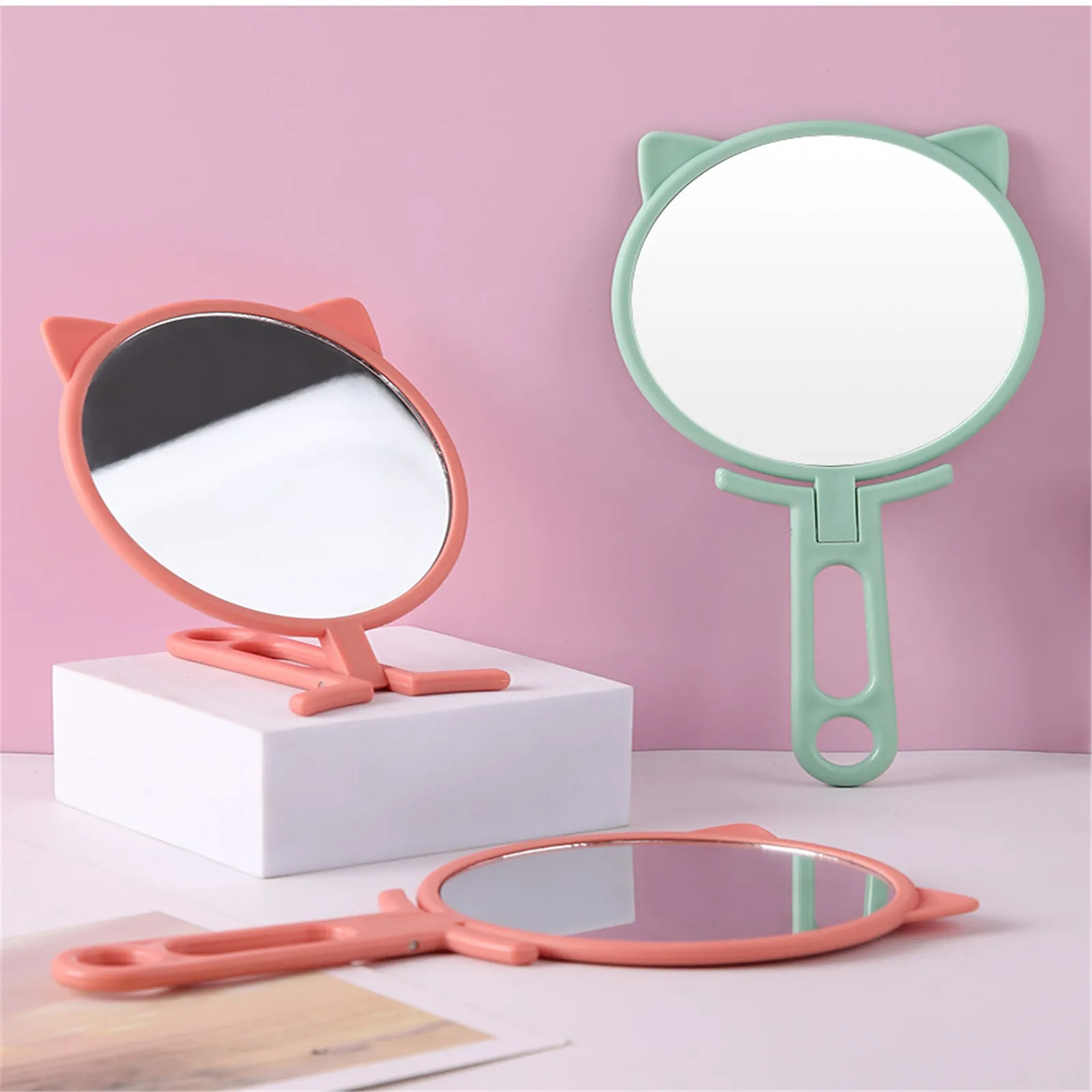 180° Rotatable Makeup Mirror For Woman Small Handheld Folding Makeup Vanity Mirror Portable Pocket Compact Mirror Makeup Tool