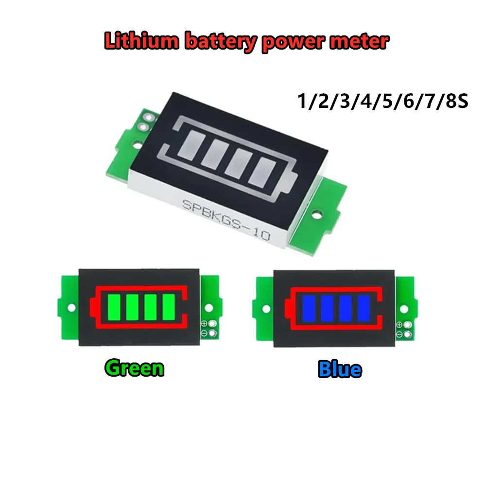 1S-8S Lithium Battery Capacity Indicator Module 3.7V 4.2V Display Electric Vehicle Power Tester for Li-ion 1S/2S/3S/4S Single Ce