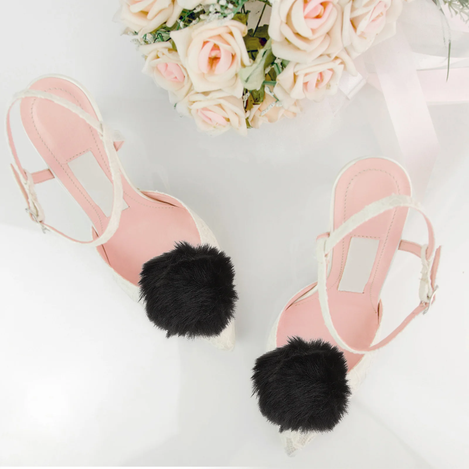 Fluffy Shoe Balls Buckle Woman Shoes Decor Detachable Pompoms Fur for Artificial Clips Buckles