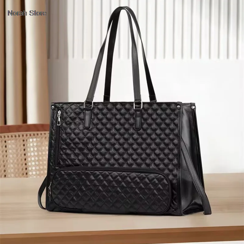 

Women Lunch Tote Bag Multi-Function Laptop Bag Multi-Compartment Quilted Handbag with Purse Large Capacity for Outdoor Work
