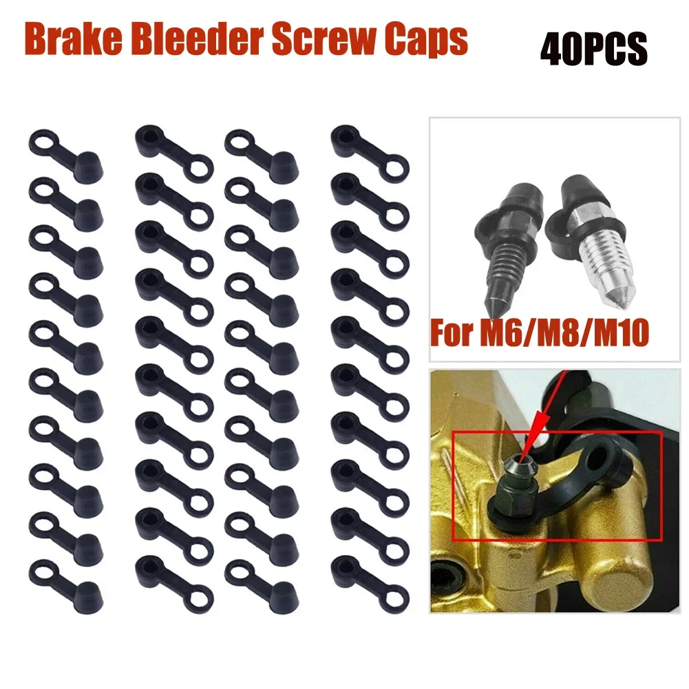 20/40pcs 3cm Brake Caliper Bleeder Screw Cap Grease Zerk Fitting Cap Black Rubber Dust Covers For Car Motor M6/M8/M10 Screw Tool