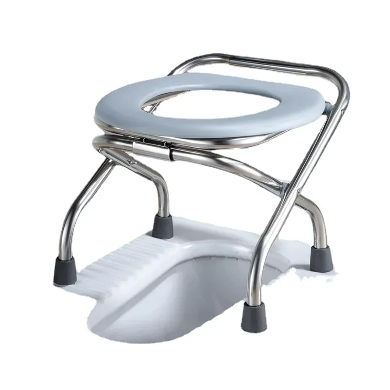 

Hot SalesFoldable Pregnant Women Potty Seat Elderly Toilet Portable Mobile Toilet Simple Stainless Steel Toilet Stool Household
