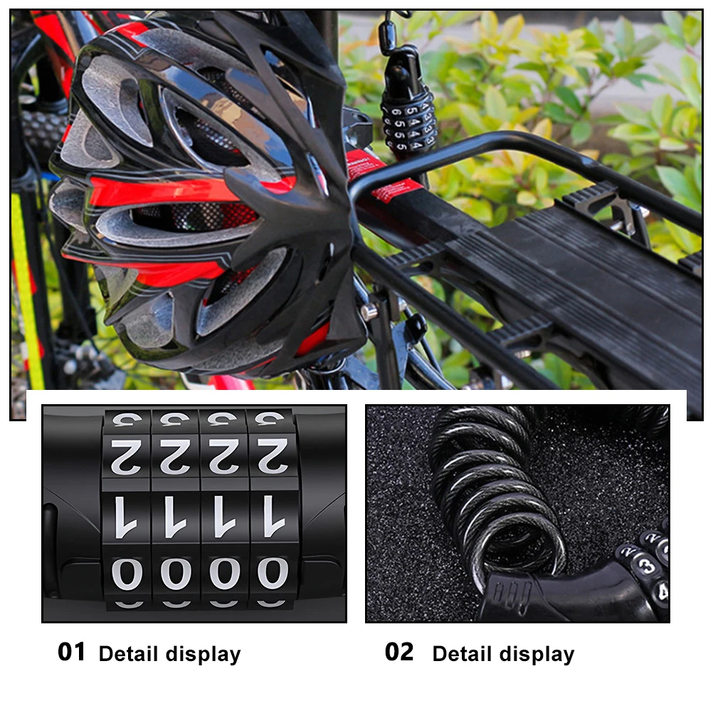 

2 Pcs Bike Lock Steel Wire Cable Password Anti Theft Water Resistant Durable Secure Lightweight Bicycle MotorcycleHelmet Lock 4
