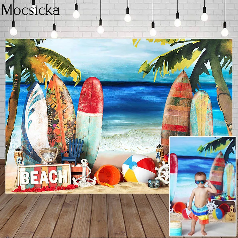 Mocsicka الاستوائية شاطئ حفلة خلفيات للتصوير الفوتوغرافي الصيف البحر الزفاف الطفل عيد ميلاد الزفاف دش خلفية صور استوديو ديكور
