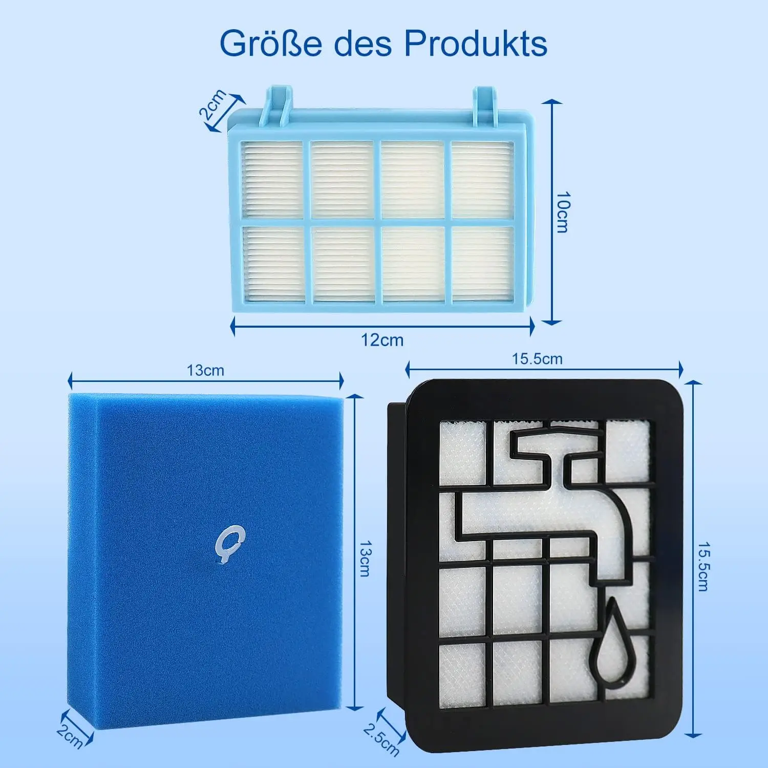 Juego de 3 piezas de repuesto adecuadas para accesorios para aspiradoras filtro FC9331 FC8010 FC9332 filtro trasero de algodón