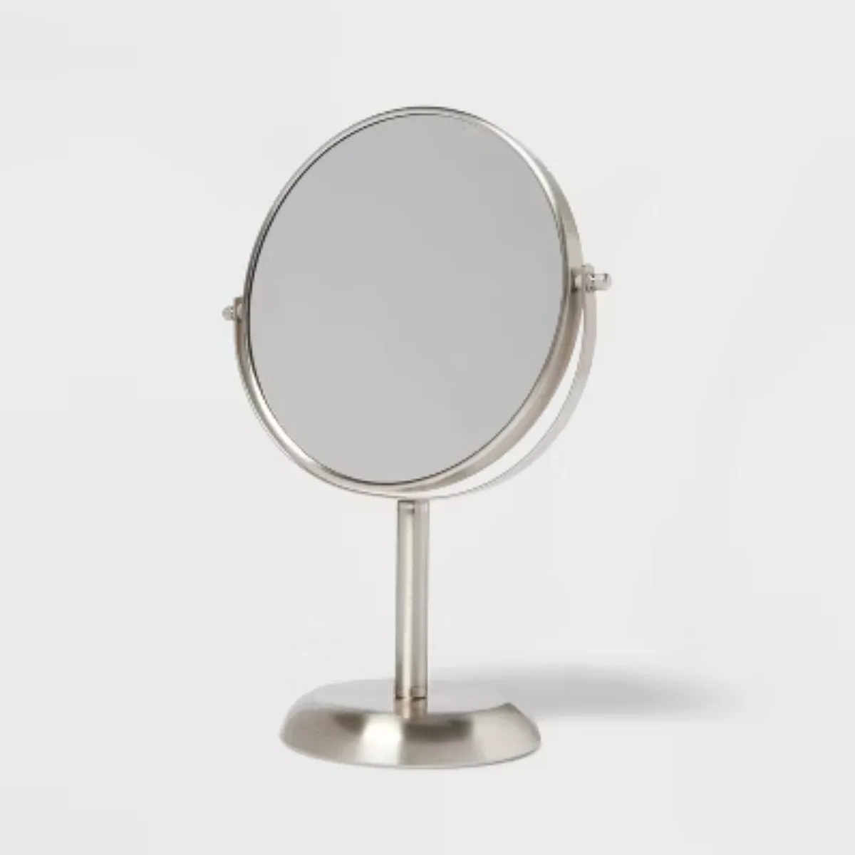 

Bathroom Mirror Brushed Nickel - Threshold™: Round, Nickel-Plated, Freestanding, No Assembly Required
