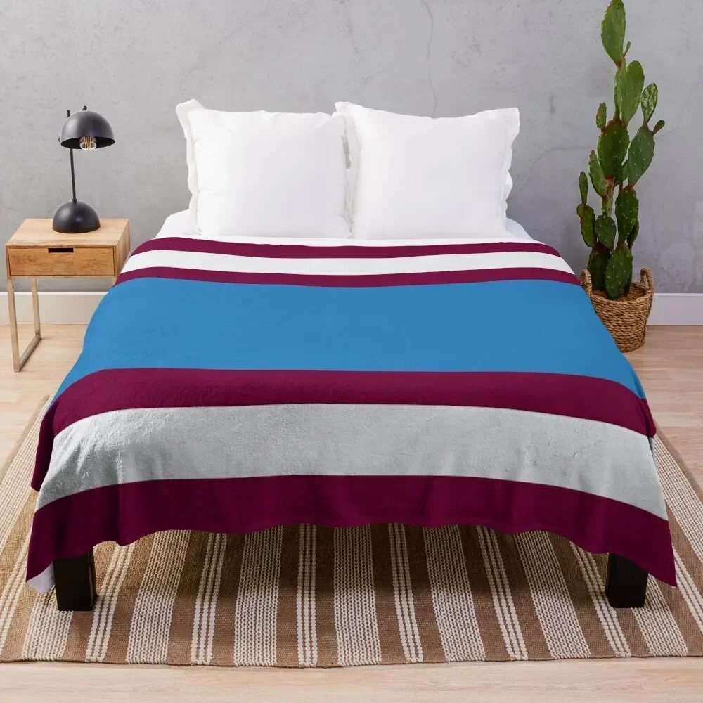

Burnley Varsity Retro Claret, Blue & White Hoops Throw Blanket Cozy Napping Blanket Gift for Mom Dad