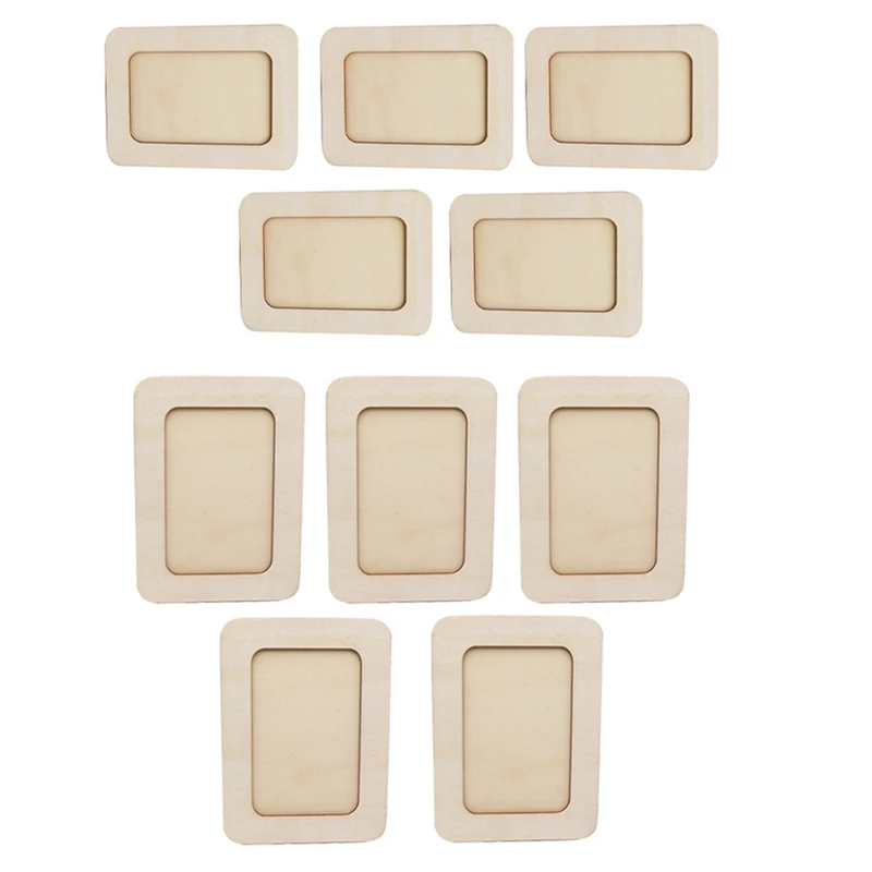 10PCS DIY Wood Picture Frames Unfinished Solid Wood Photo Picture Frames, For Crafts Wood, DIY Painting, Arts Projects