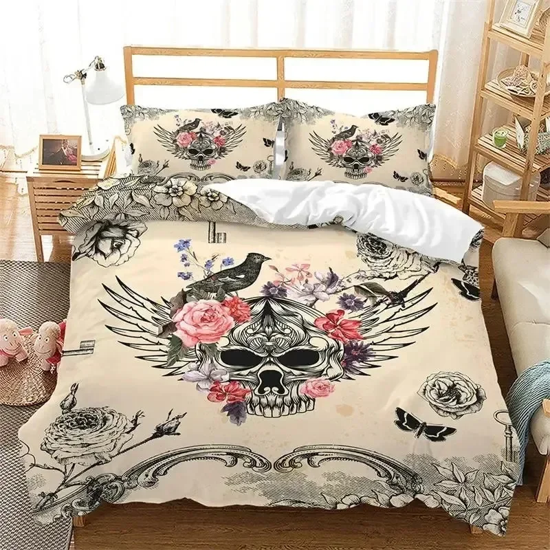 Death Butterfly Gothic Skull 3D NEW Duvet Cover Pillowcase Bedding Set Adult Boy Bedroom Decoration Children Single Double Large