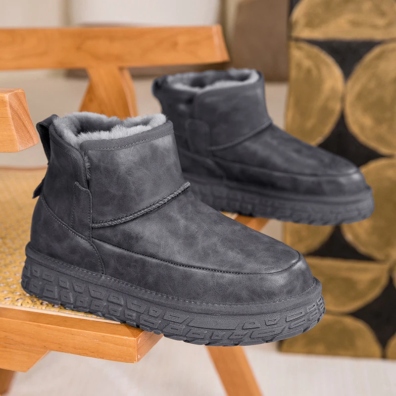 

Men's Large-sized Solid Color Mid-top Fleece Warm and Comfortable High-quality Flat New Autumn and Winter Outdoor Snow Boots
