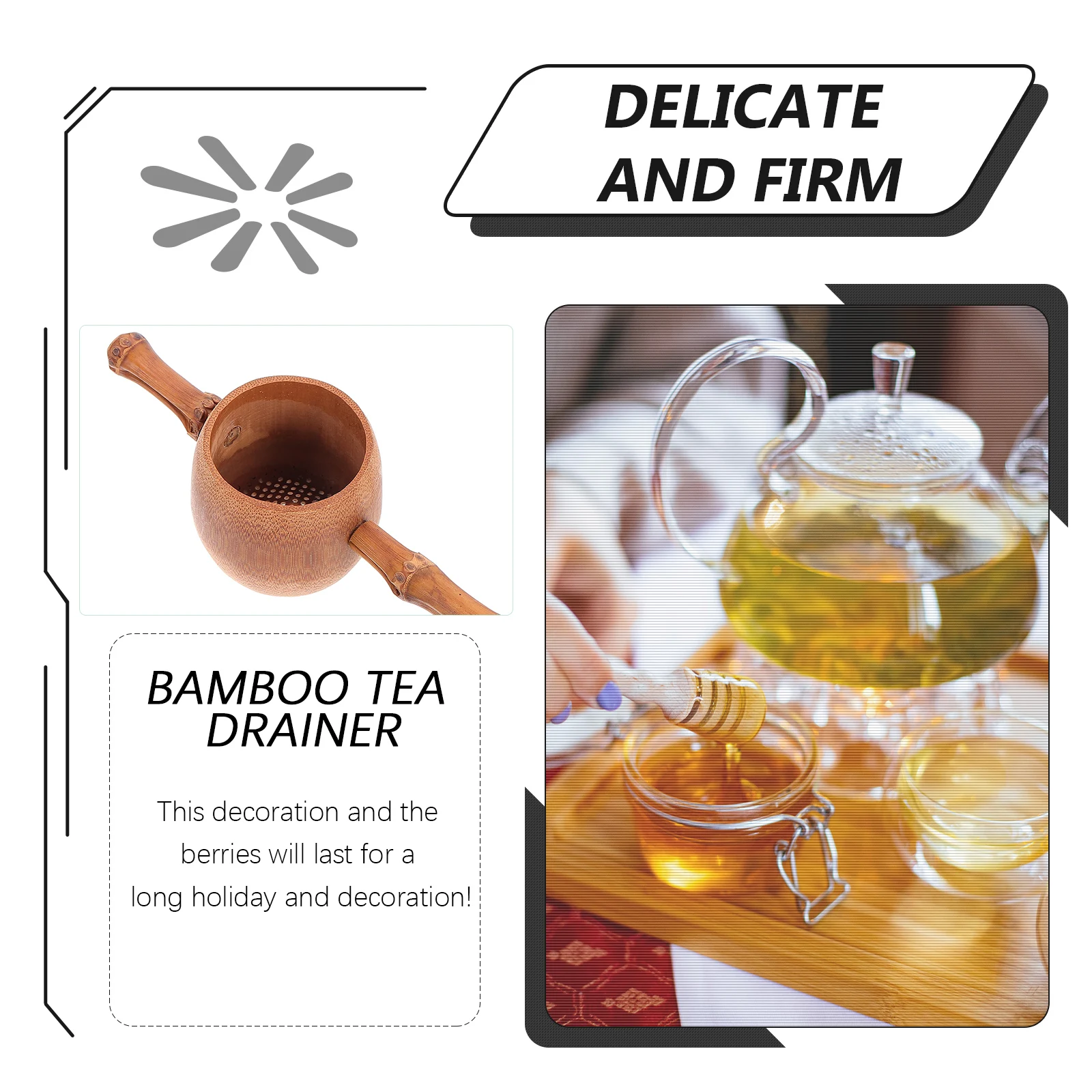 

1pc Bamboo Infuser Fu Filter Sustainable Filter Tools Strainer Infuser For Tea Strainer Loose Leaf Tea Ceremony Accessory