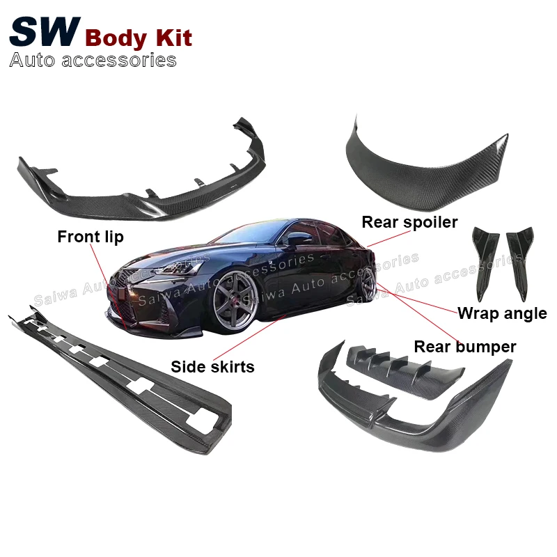 

Body Kit ART Style Bumper Lip Side Skirt Rear Spoiler Wing Wrap Angle Auto Parts SW Carbon Fiber for Lexus IS250 IS300 2017-2019