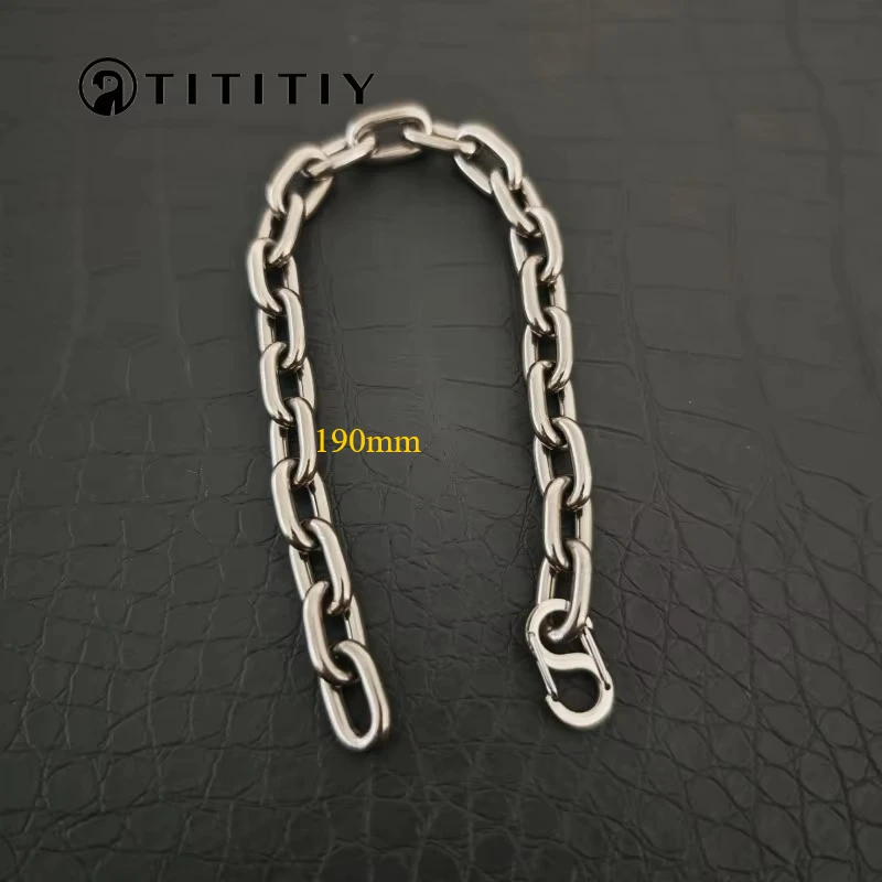 

New Pure Titanium Bracelet Width 9.5mm Hip Hop Trend Ultra Light Anti Allergic Men Women Necklace Solid Sturdy Accessories 190mm