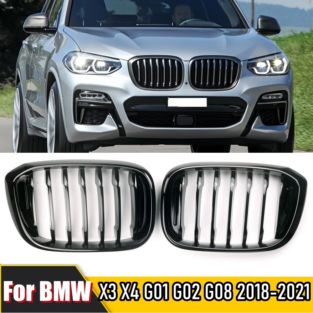 

Car Front Kidney Grill For BMW3 4 X3 X4 G01 G02 G08 2018 2019 2020 2021 Single Line 1slat Gloss Matte Black Bumper Racing Grills