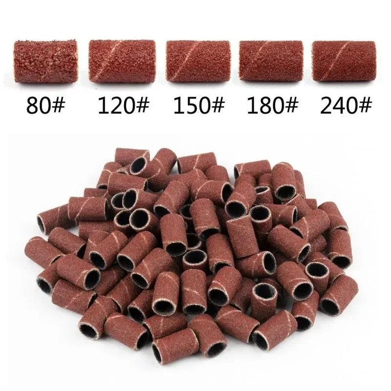 200Pcs/Pack Nail Sanding Bands Drill Bit Sanding Ring for Electric Manicure Pedicure Machine Grinding Polishing Tool