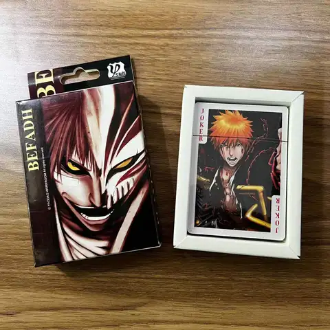 Bilashmart 54pcs Cards Anime Kurosaki Ichigo Poker Cards Cosplay Board Game Cards Hardcover Collection Toy Gift With Box