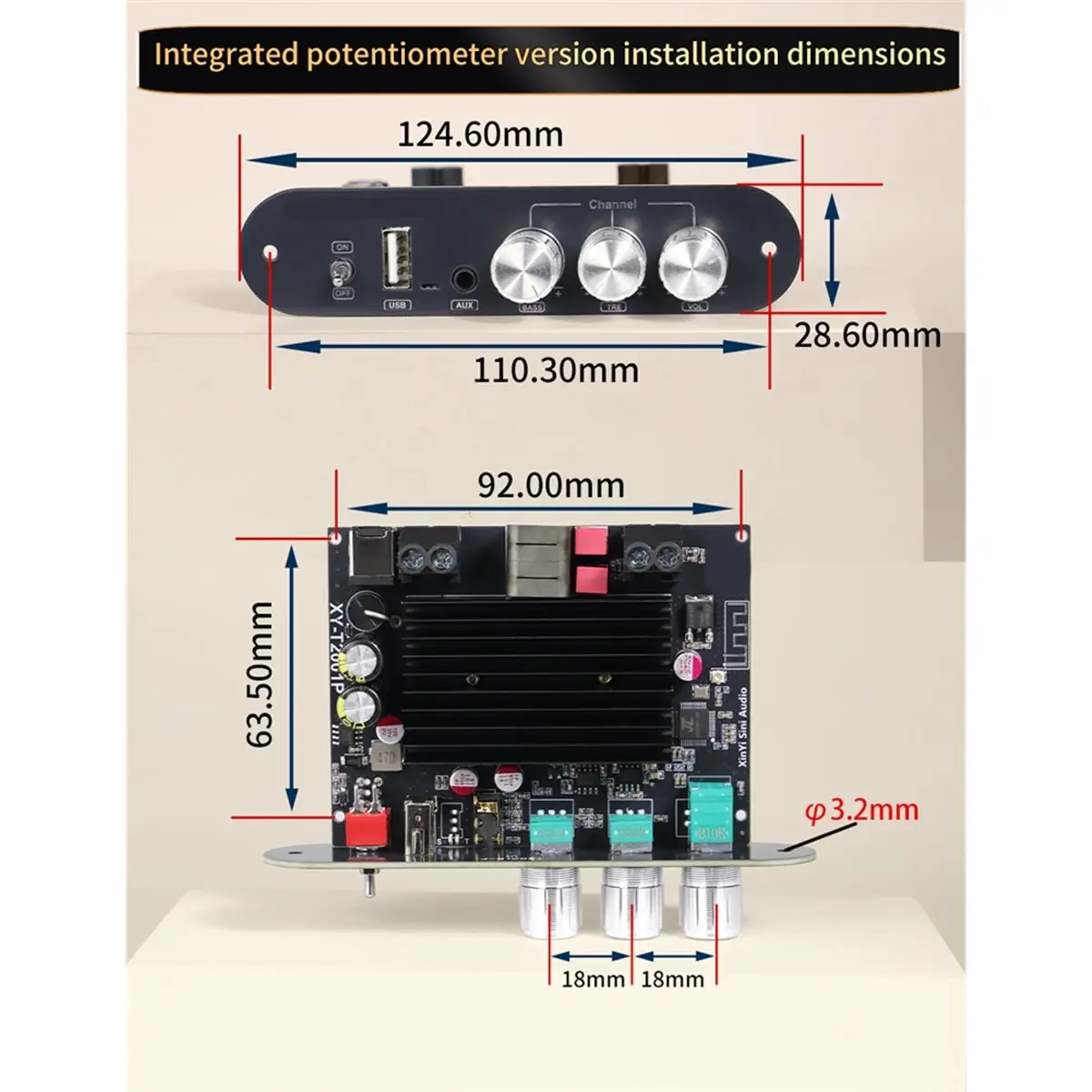 wilwill T2001P Bluetooth Digital Amplifier Board 200W Stereo with High Low Frequency Adjustment TPA3221 for Audio Projects