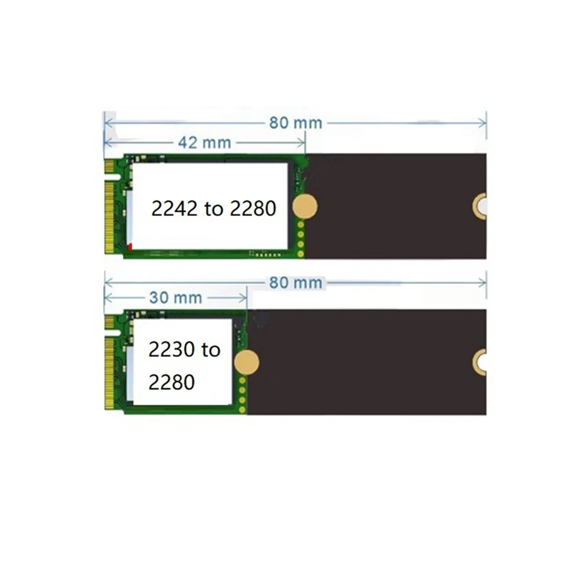2230 to 2280 M.2 Long Size NGFF M.2 SSD Adapter Converter Expansion Rack