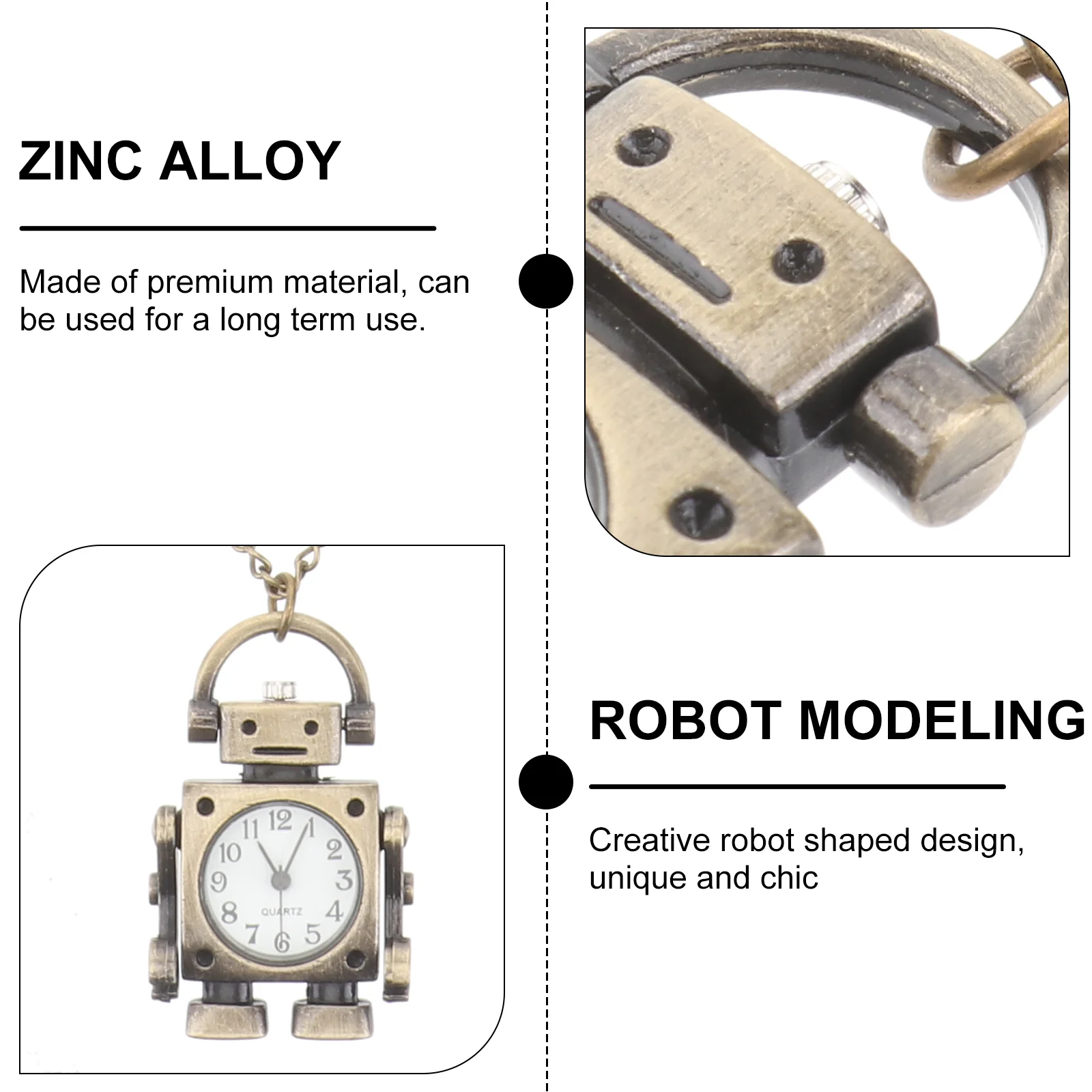 Breloki do kluczy Zegarek kieszonkowy Brelok do kluczy Zegar Wisiorek Vintage Robot w kształcie Retro Miss