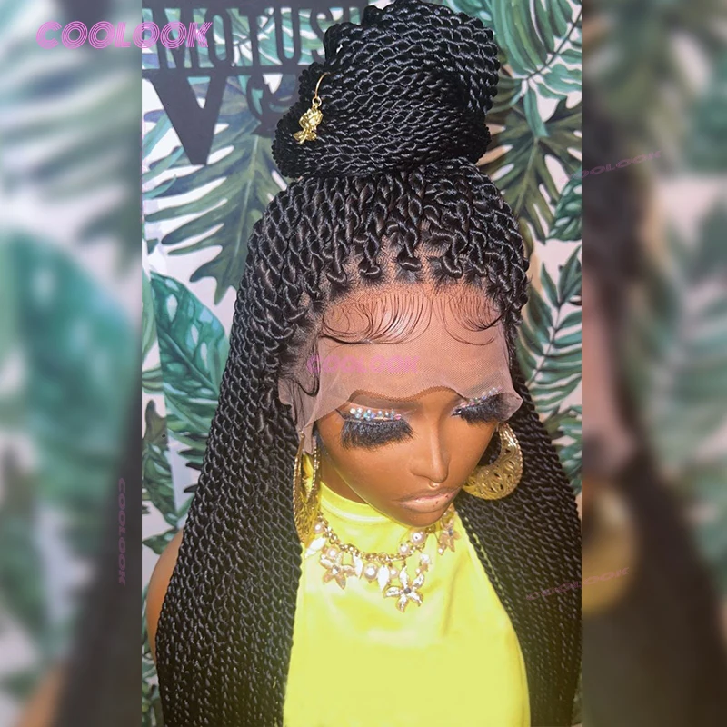 Long Twist Braids Lace Wig Synthetic Full Lace Braided Wigs For Black Women Knotless Box Twist Braid Wig Braided Wigs Cheap Locs