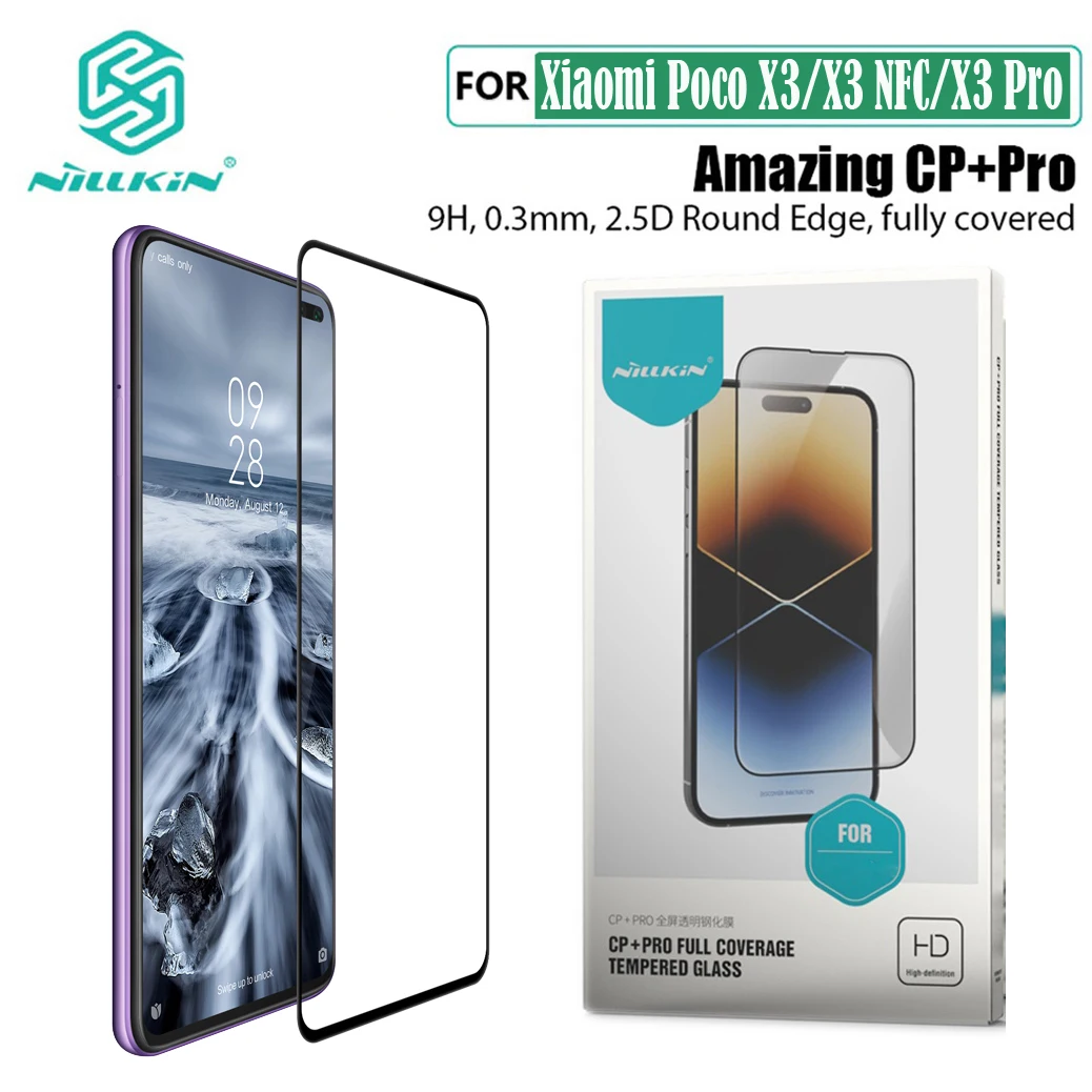 

For Xiaomi Poco X3 NFC Poco X3 X3 Pro X2 Tempered Glass Nillkin CP+PRO 9H Anti Glare Full Screen Protector Film For Redmi K30