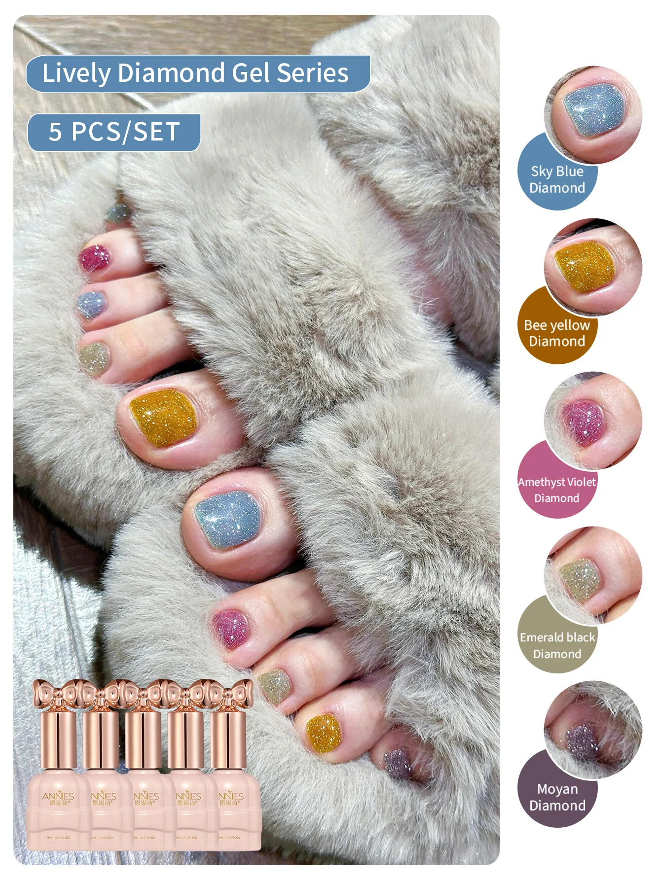 Vernis à ongles à paillettes haute densité, 5 couleurs, Flash Explosif, pour Nail Art, scintillant, UV, laque Gel à tremper, 10ml