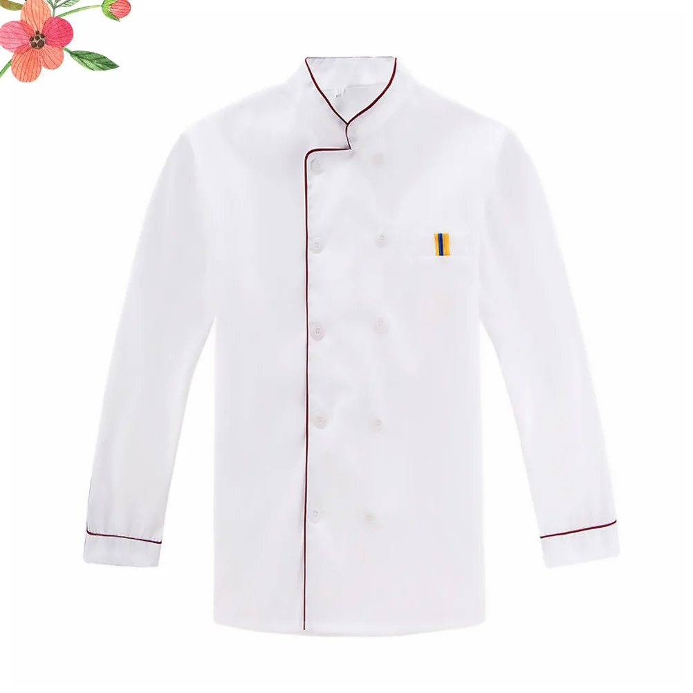 Long Sleeve Chef Jacket Red Embossed Size L Breathable Wearproof Anti-Splash Cook Shirt for Restaurant Hotel Outdoor Barbecue