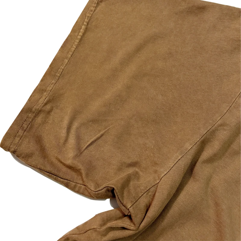 큰 사이즈 브라운 여성 반팔 티셔츠 워싱 및 디스트레스드 레트로 루즈 헤비 힙합 캐주얼 큰 사이즈 코튼 Y2K 탑