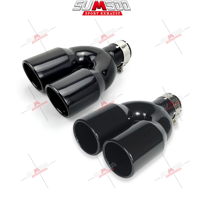 1PCS Universal Double Rear Exhaust Tip Stainless Steel Tail Pipe Dual Outlet Muffler Pipe Silencer Custom size Car Accessories