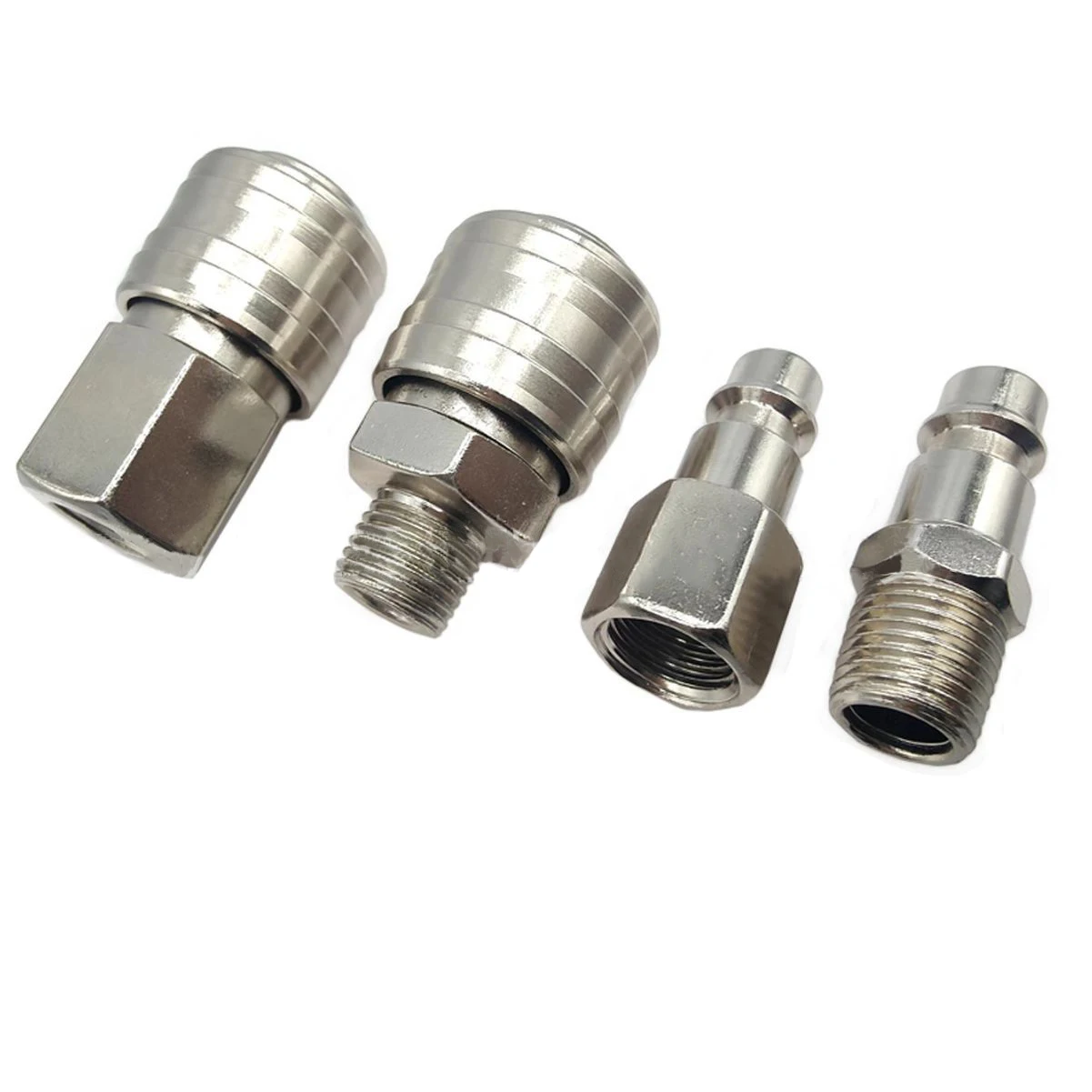 10 PCS/Set BSP 1/4 German Quick Pneumatic Connectors Iron Nickel Plated European pneumatic Components Press Gauge Fitting