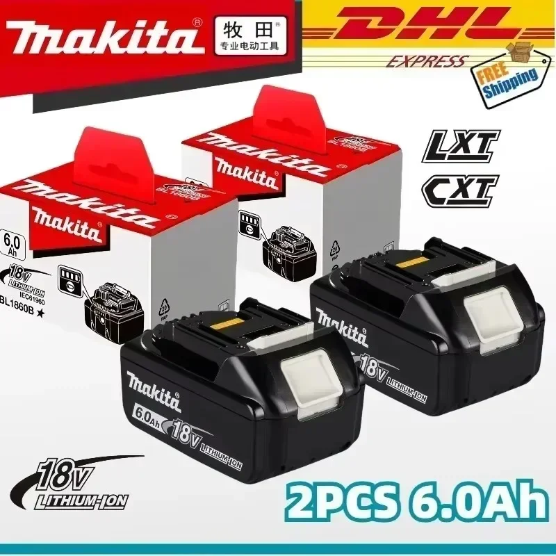 Image of 100 % Original-Makita-Akku, 18 V, 6,0 Ah, austauschbarer LED-Lithium-Ionen-Akku für 18-V-Elektrowerkzeuge DDF487 DGA404 DTW700 DTD173