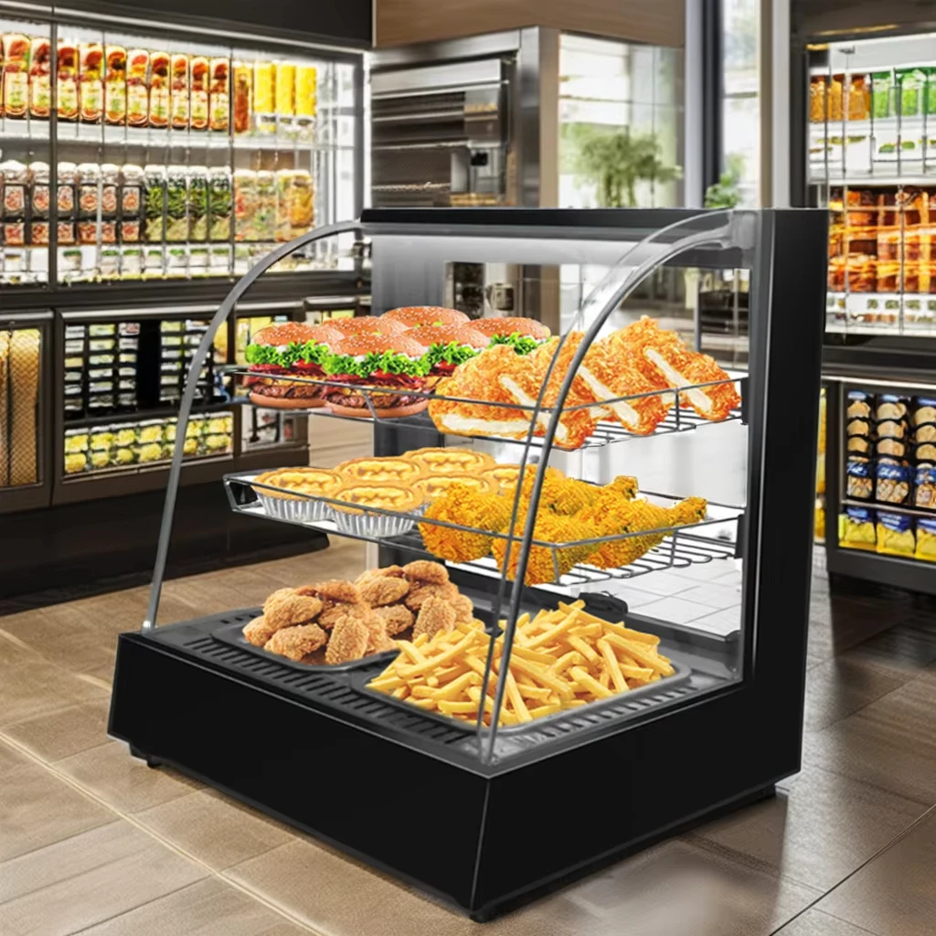 

*Food Store Commercial Electric Glass Display Food Preservation Cabinet Fried Chicken Burger Display Cabinet