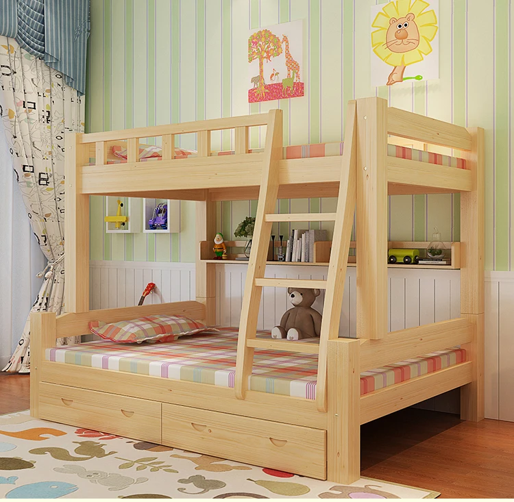 White Blue Pink Brown Children Solid Wood Bunk bed