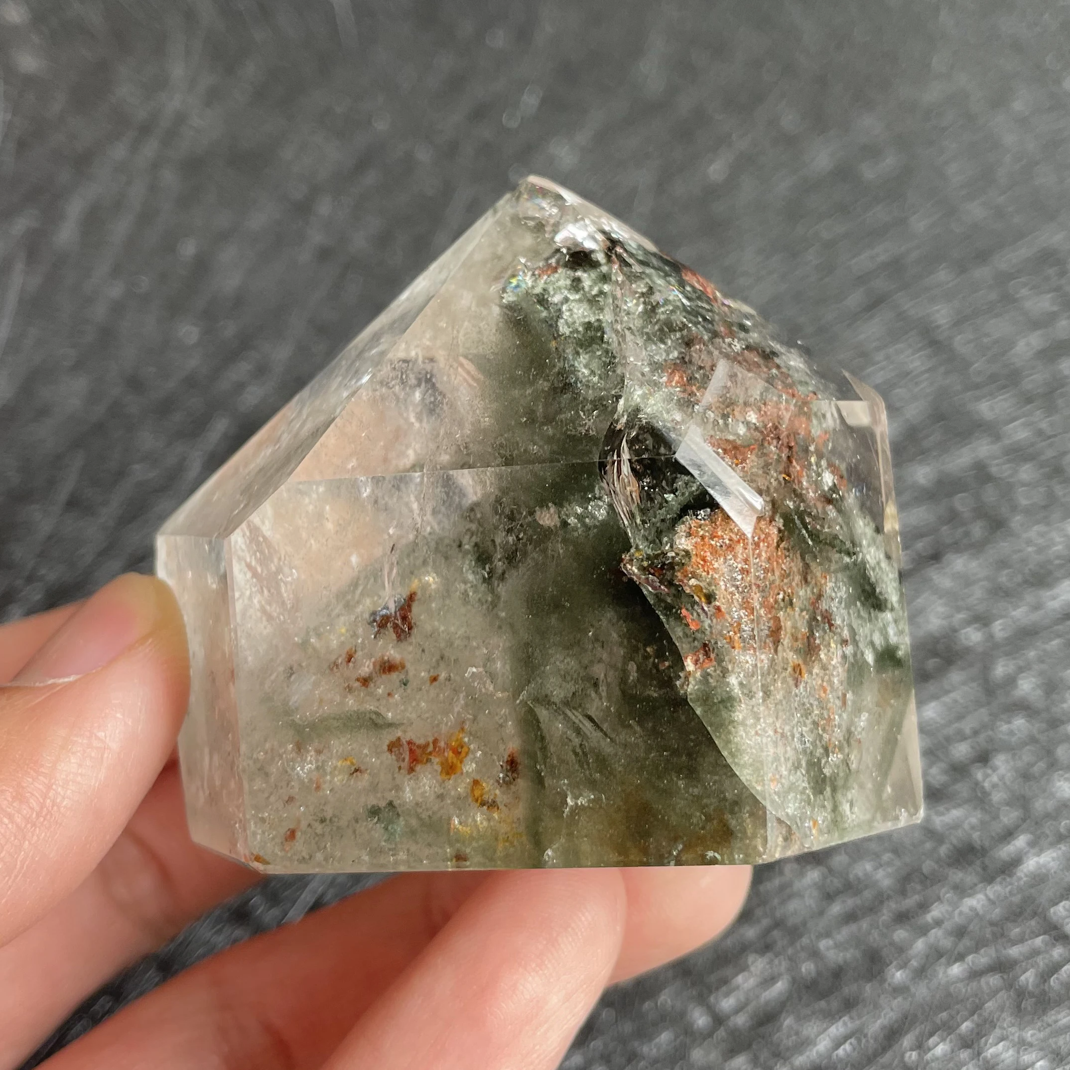 

188g Natural Stone Crystal Tower Green Phantom Wand Point Decor Polished Garden Quartz Obelisk Healing Gift Reiki L131