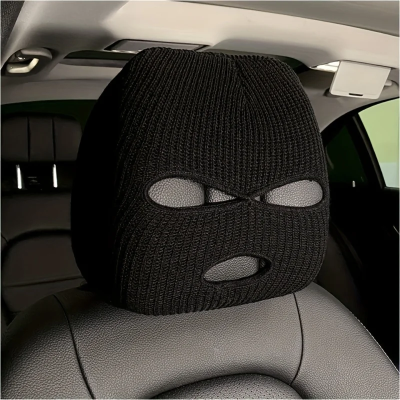 2個セット 車 ヘッドレスト シート ヘッドカバー 個性的 面白い 車汎用 ヘッドレストカバー 黒と白 ヘッドカバー