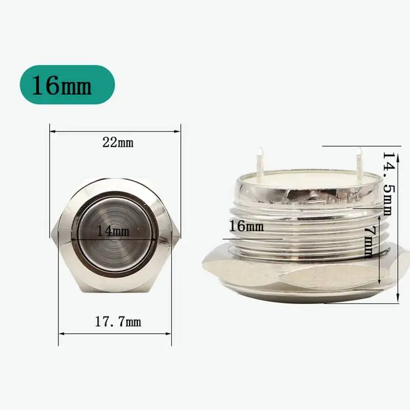 12/16/19/22/25/30mm di Reset Momentaneo Breve Interruttore di Pulsante del Metallo FAI DA TE ultrasottile Lampada di Tocco Impermeabile Con La Luce