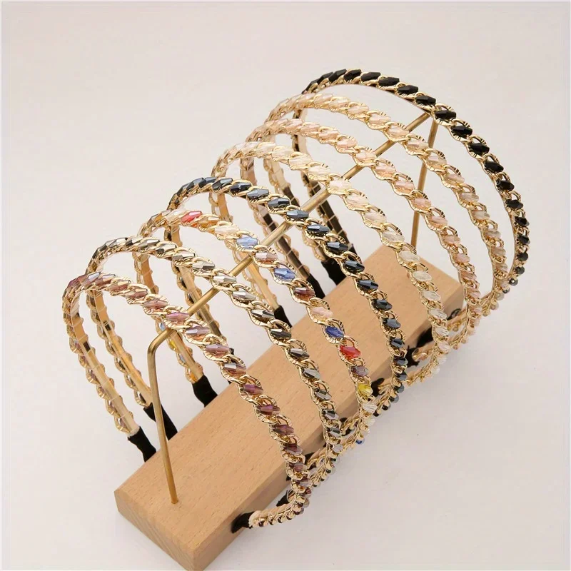 

Mori Style Narrow Edge Headband with Beaded Detail Minimalist Elegant Hair Accessory for Women's Daily Luxury Wear