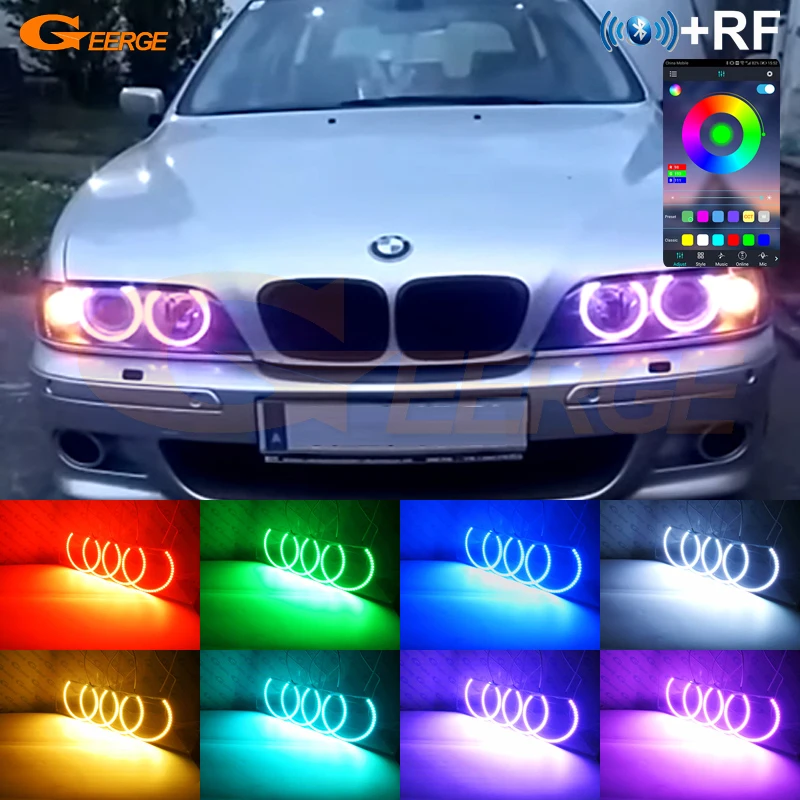 For BMW E39 540i 530i 528i 525i 523i M5 Bluetooth APP Ultra Bright Multi Color RGB Led Angel Eyes Kit Halo Rings
