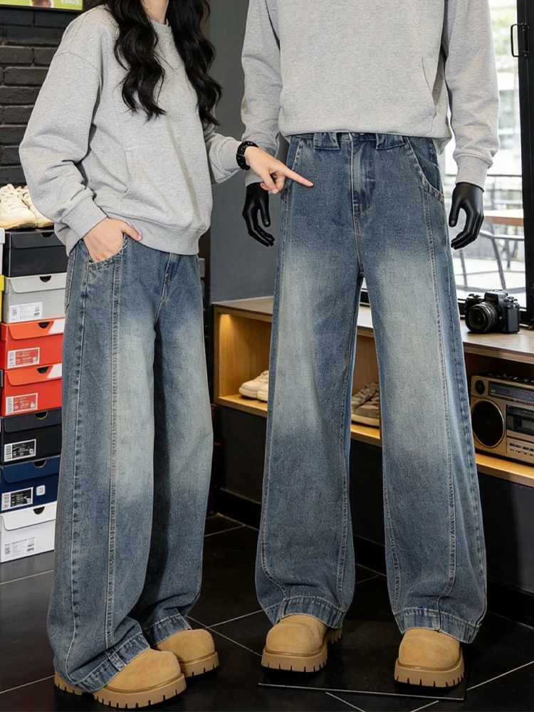 

Light Blue American Style Knife Men's Jeans Spring Fashion Slim Straight Leg Wide Leg Jeans Youthful Wear Resistant