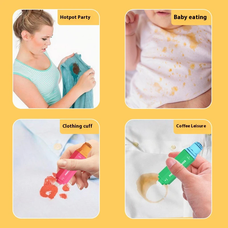 قلم مزيل بقع الملابس المحمول مع مشبك مزدوج الرأس مزيل البقع الفوري علاج قلم التبييض أداة تنظيف خالية من الماء #5