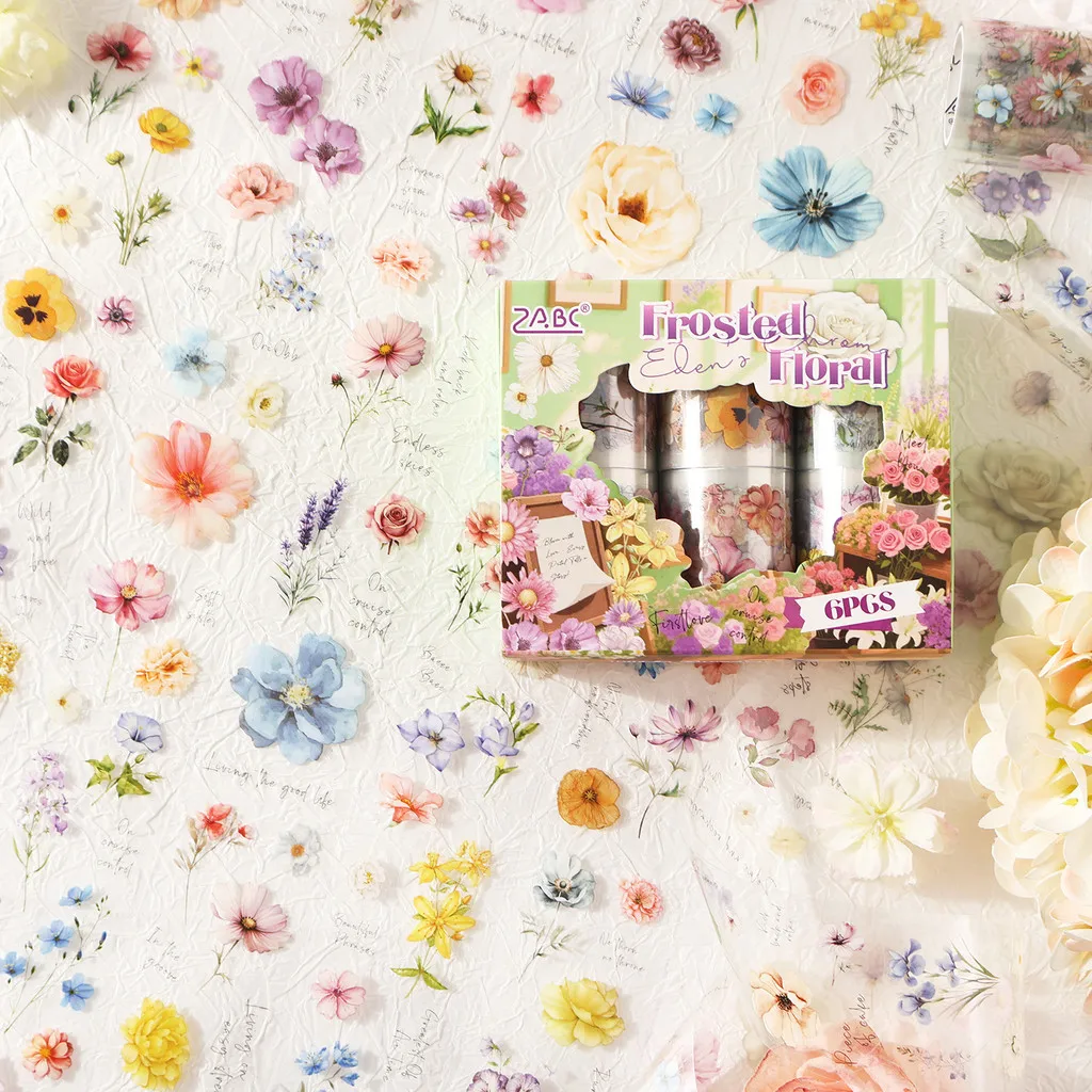 

Journamm 6 рулонов декоративных клейких лент, винтажные цветы, ПЭТ-лента, отлично подходит для журналов, художественных скрапбукингов, планировщиков поделок своими руками