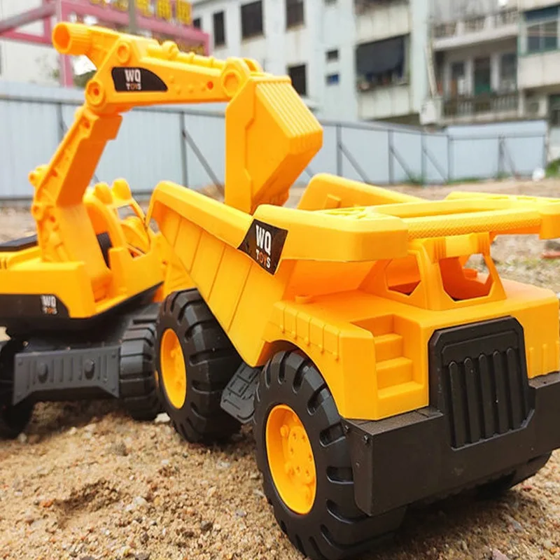 Large Engineering Vehicle Simulation Excavator Bulldozer Load Car Children's Toy Inertial Sliding Beach Toy Vehicle Gift for Kid
