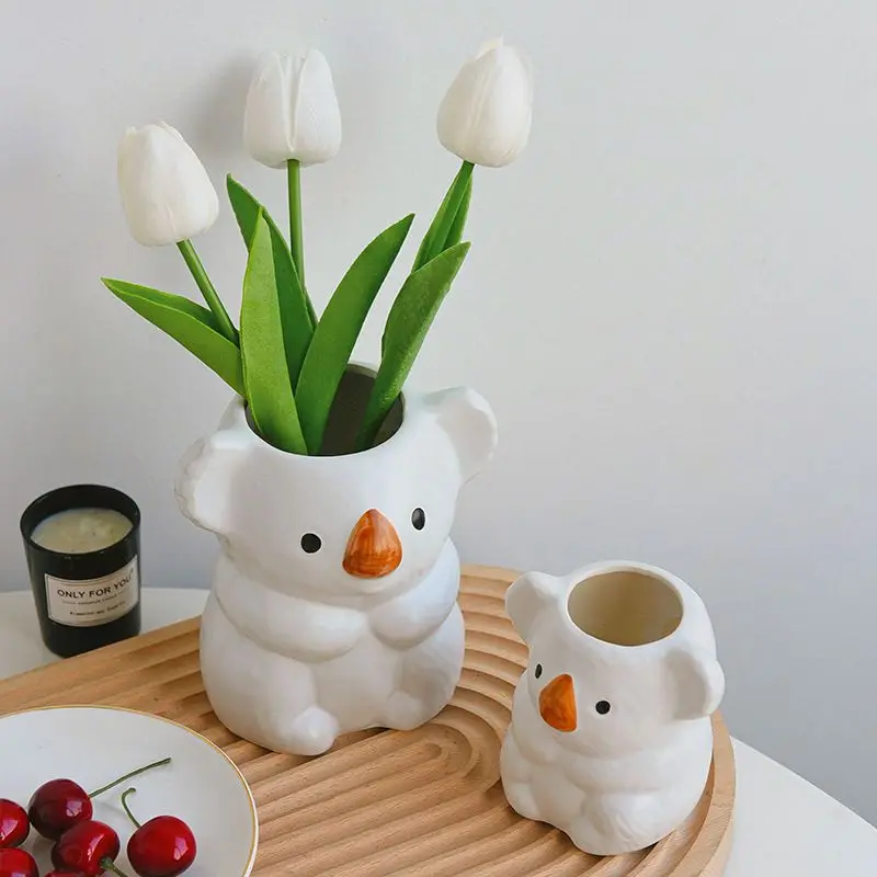 

Ins Style Cute Koala Retro Ceramic Flower Pot Succulent Pot Decoration Pen Holder Desktop Decoration Simple Creative Storage