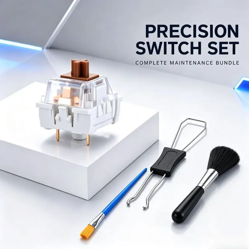 iTLY Hot Swappable 3Pin Silent Linear Tea Switch 60gf Pre-lubed Switch Free Pen Brush & 2-in-1 Keycap Switch Puller